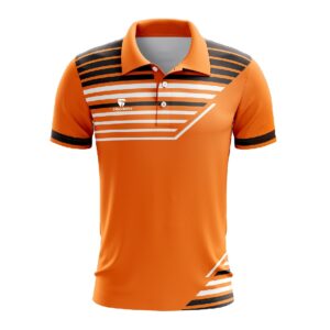 Polyester Collared Badminton T-Shirts for Men Orange Color