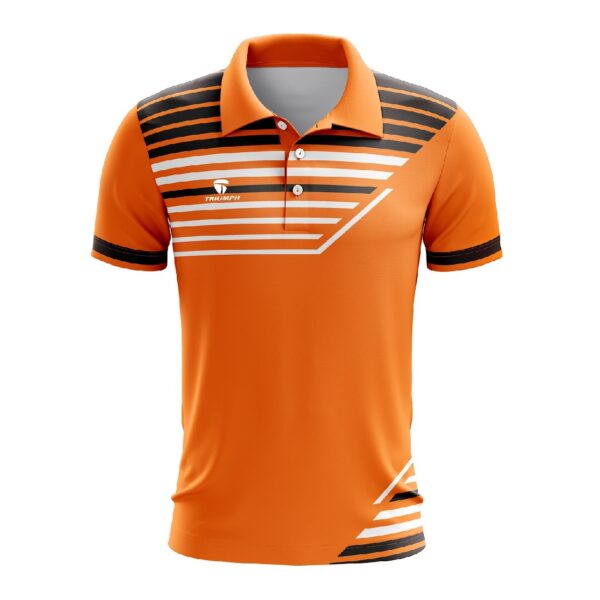 Polyester Collared Badminton T-Shirts for Men Orange Color