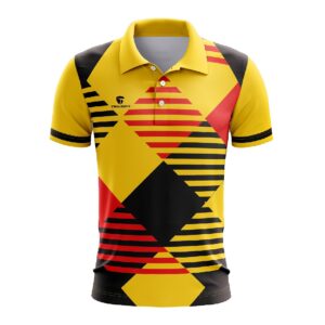 Badminton TShirt for Men Regular Fit Casual Collared T Shirts - Gold Yellow Color