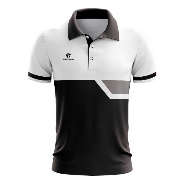 Printed Badminton Polo T Shirts | Men’s Customised Sports Clothes Black & White Color