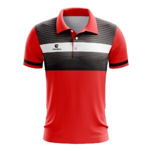 Men's Performance Badminton Polo Shirt Tshirt | Sports Club Jersey Red Color