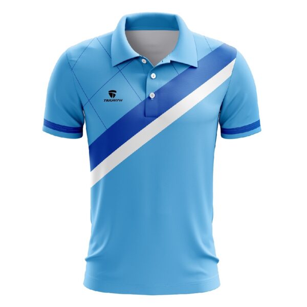 Polo Neck T Shirts for Men Light Blue | Badminton Sports T-Shirt