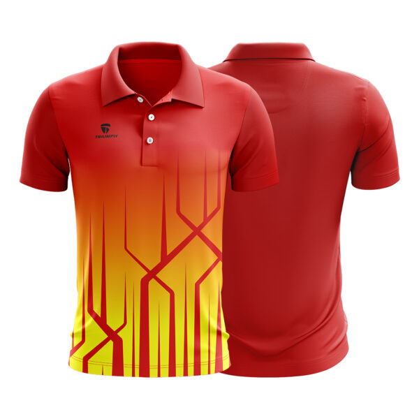 Cricket Training Regular Fit Polo Neck T-shirt for Men Red & Yellow Color