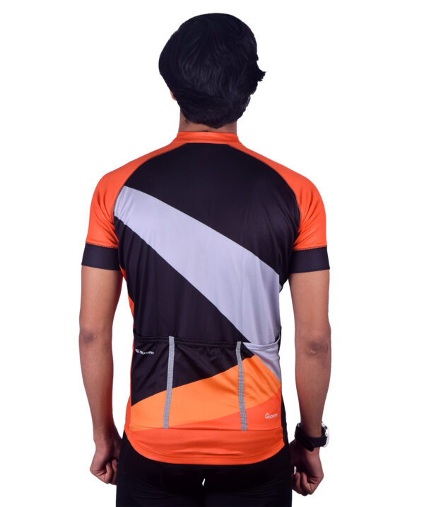 Personalized Cycling Jersey for Men with Name Number Logo Black, Orange & White Color