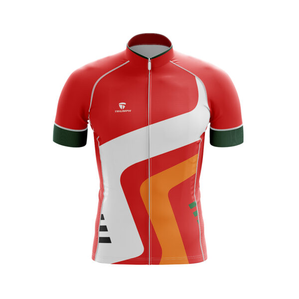 Custom Cycling Jersey for Men | Bicycle Clothing Red, White & Orange Color