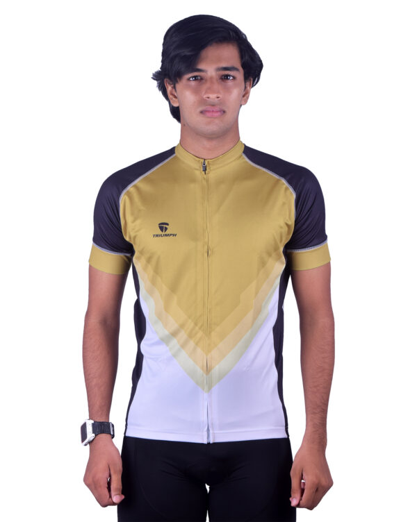 Cycling Jersey for Men | Add Name Number Team Logo White, Golden & Black Color