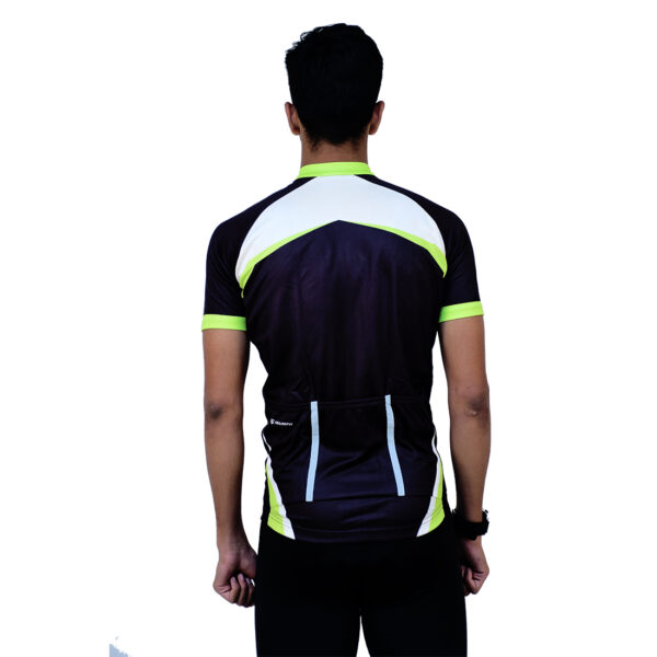 Professional Mens Cycling Jersey Black, White & Green Color