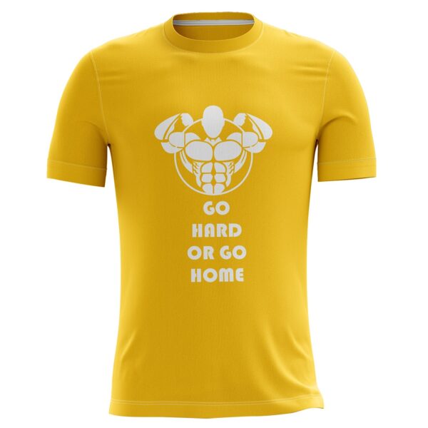 Men Dry Fit Gym Sports Slim Fit T-Shirt Yellow Color