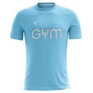 Men’s Workout T-Shirt Lightweight Sports Tshirt GYM Printed Tee Sky Blue Color
