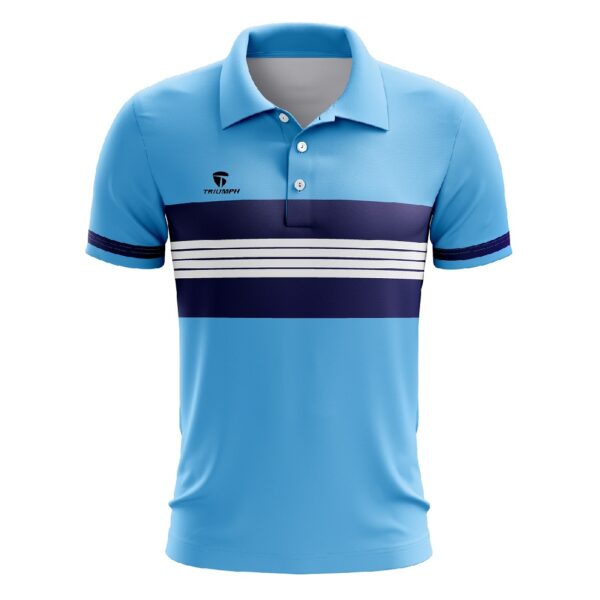 Mens Golf T-Shirt Custom Printed Regular Fit Polo Shirts Sky Blue