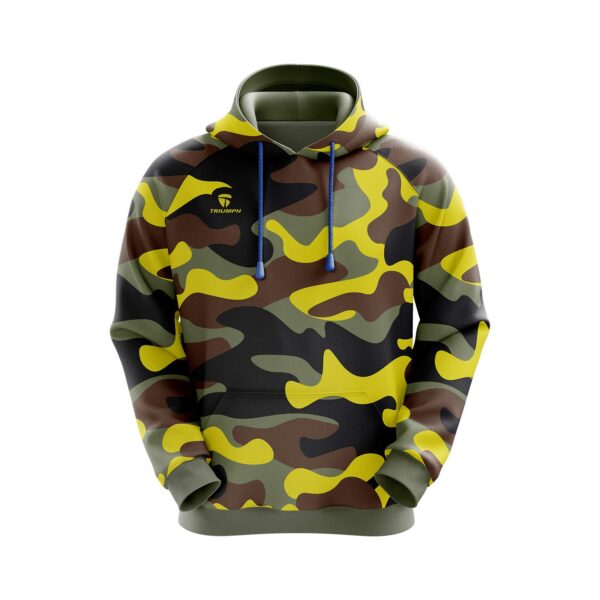 Men’s Polyester Printed Hoodies Yellow Camo Color