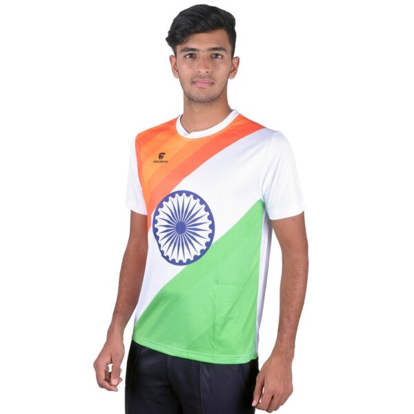 India Flag Printed Republic / Independence Day Jersey Men’s Tees Indian Tri White Color