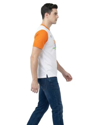 India Flag Printes White Orange T-shirt for Men Boys