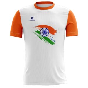 Show Your Patriotism : Indian Independence and Republic Day T-Shirts White & Orange Indian Tri Color
