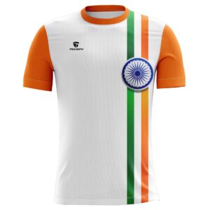 15th AUG Sublimated Casual Jersey for Boy / Men White & Orange Indian Tri Color
