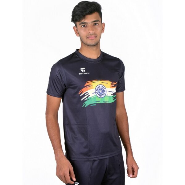 India Flag Printd Independence and Republic Day T-Shirts for Men / Boy Black Color