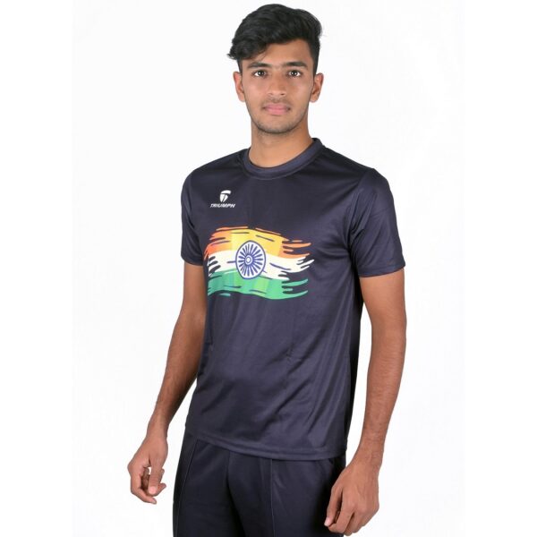 India Flag Printd Independence and Republic Day T-Shirts for Men / Boy Black Color