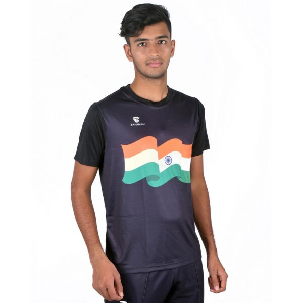 India Flag Printd Republic & Independence Day T-Shirts for Men / Boy Black Color