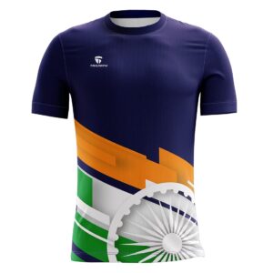 15 August Independence Day T-Shirt for Men | Republic Day Jersey Navy Blue Indian Tri Color