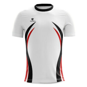 Kabaddi Jersey For Boys | Mens Sports T-Shirt White, Black & Red Color