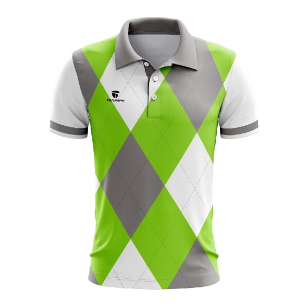 Mens Polo Shirts Quick Dry Table Tennis Workout Pratice T Shirt Green Grey & white