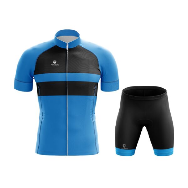 Mens Cycling Jersey and Gel Tech Padded Shorts with Reflector Blue & Black Color