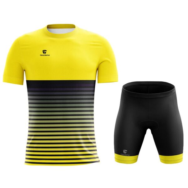 Dri Fit Round-Neck Tshirt and Cycling Shorts for Men Yellow & Black Color
