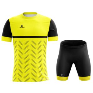 Polyester Half Sleeve Bike Riding Men’s Tshirts and Cycling Shorts Yellow & Black Color
