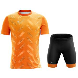 Padded Cycling Shorts with Half Sleeve T-shirts for Men Orange & Black Color.