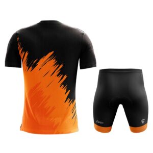 Half Sleeve Polyester Biking T-shirt and Padded Shorts for Men Black & Orange Color
