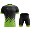 Round Neck Cycling T-Shirts and Gel Tech Padded Shorts for Men Black & Green Color