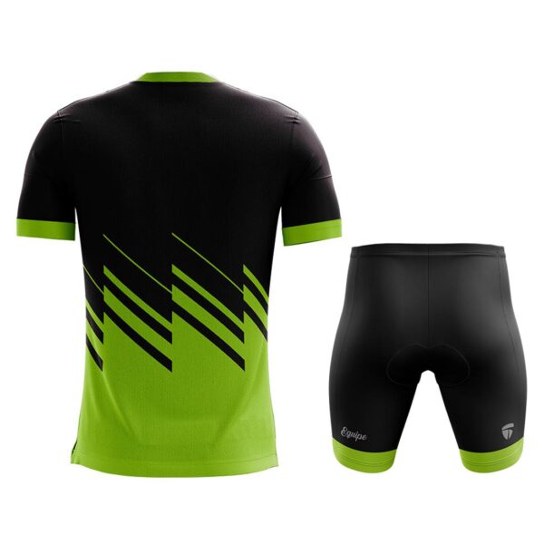 Round Neck Cycling T-Shirts and Gel Tech Padded Shorts for Men Black & Green Color