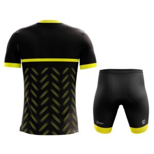 Polyester Half Sleeve T-shirt and Cycling Shorts for Men Black & Yellow Color