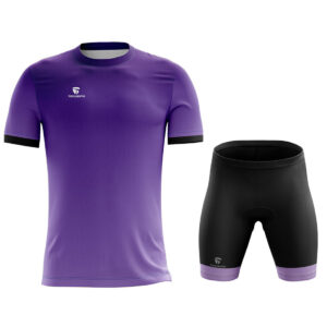 Foam Padded Cycling Shorts with Round Neck T-shirts Purple & Black Color