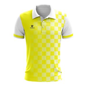 Mens Short Sleeve Collared Polo T-Shirts for Badminton Yellow Color