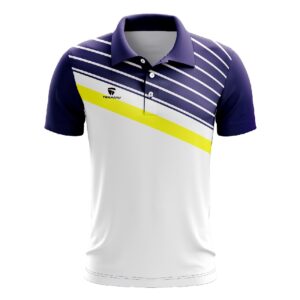 Badminton Men's Apparels | Custom Sports Jersey Tees - White and Navy Blue Color
