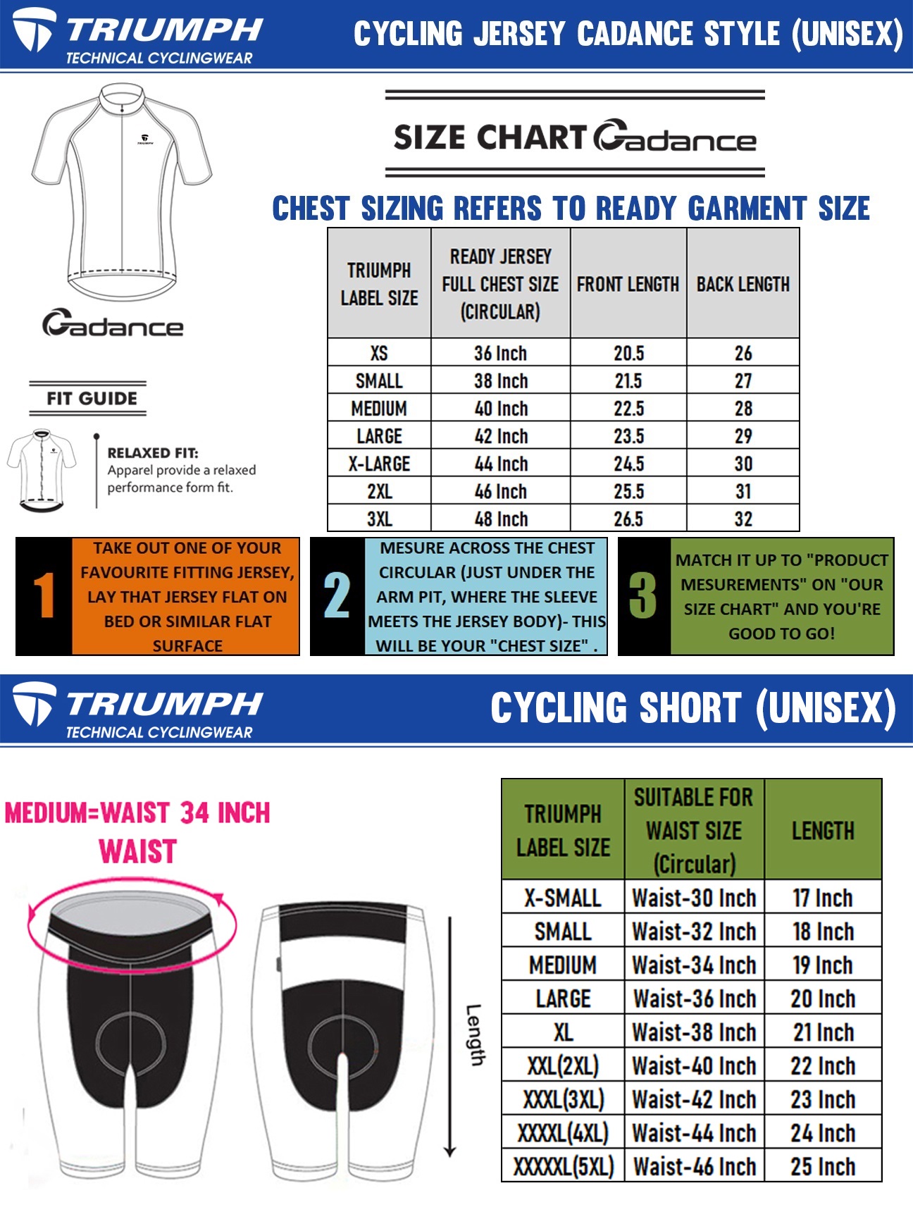 Cycling Set Size Chart Cadance Cadance for Men