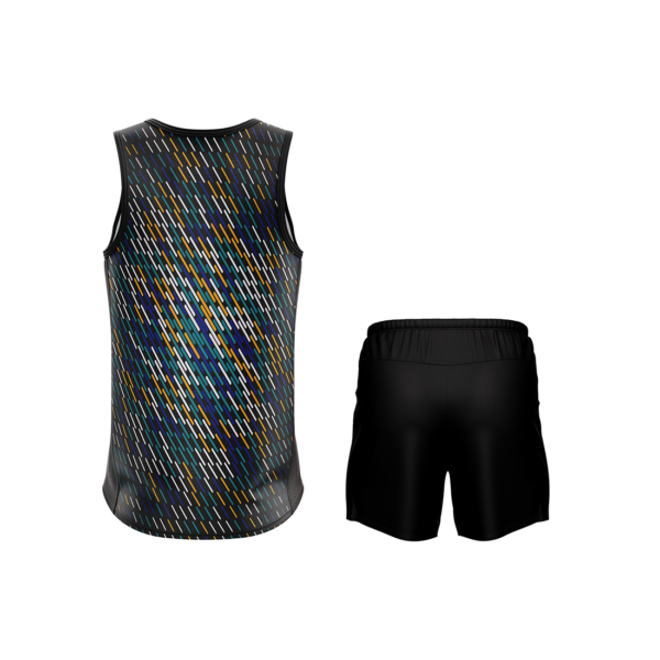 Men's Workout Sleeveless Tank Top Singlet & Shorts Black With Multi Color