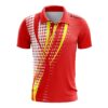 Mens Table Tennis T-Shirt Quick-Dry Casual Polo Shirts for Youth Red Color