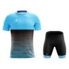 Mens Padded Cycling Shorts with Printed Half Sleeve T-shirt Sky Blue & Black Color