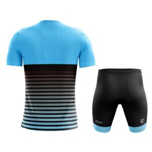 Mens Padded Cycling Shorts with Printed Half Sleeve T-shirt Sky Blue & Black Color