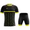 Polyester Half Sleeve T-shirt and Cycling Shorts for Men Black & Yellow Color