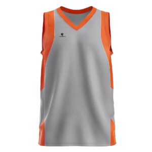 Unisex Basketball Jersey | Add Name Number Team Logo Grey & Orange Color