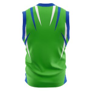 Sleeveless Basketball Jersey / T Shirt | Custom Team Name Number Logos Green & Blue Color