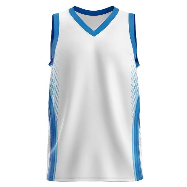 Mens Custom Sublimated Basketball Jerseys White & Sky Blue