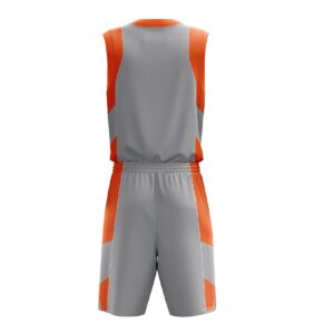 Unisex Basketball Jersey with Shorts | Add Name Number Team Logo Grey & Orange White Color