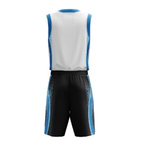 Mens Custom Sublimated BasketBall Jerseys with Shorts White, Blue & Black Color