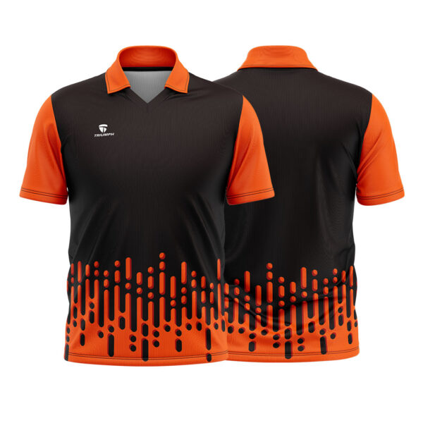 Cricket Jersey Polo Neck Half Sleeve Cricket Shirt for Men Orange & Black Color