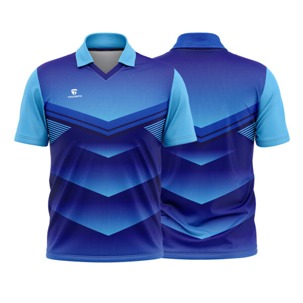 Mens Cricket Jersey Full Printed Shirts Dark & Light Blue Color