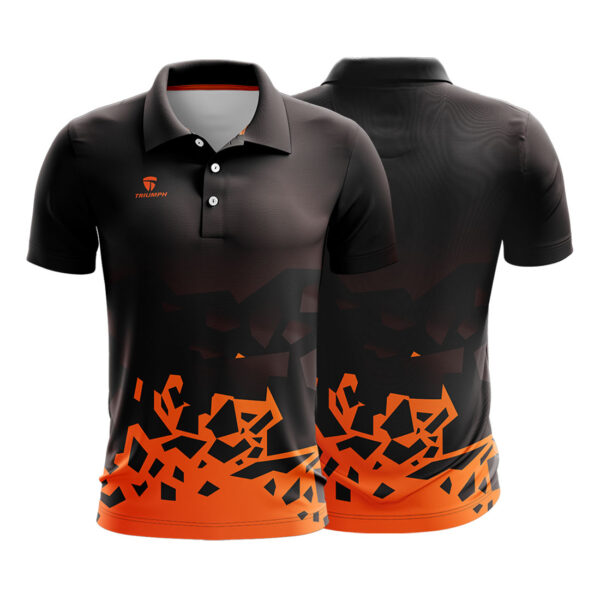 Men’s Cricket T Shirt Sublimation Cricket Name Dress Black & Orange Color